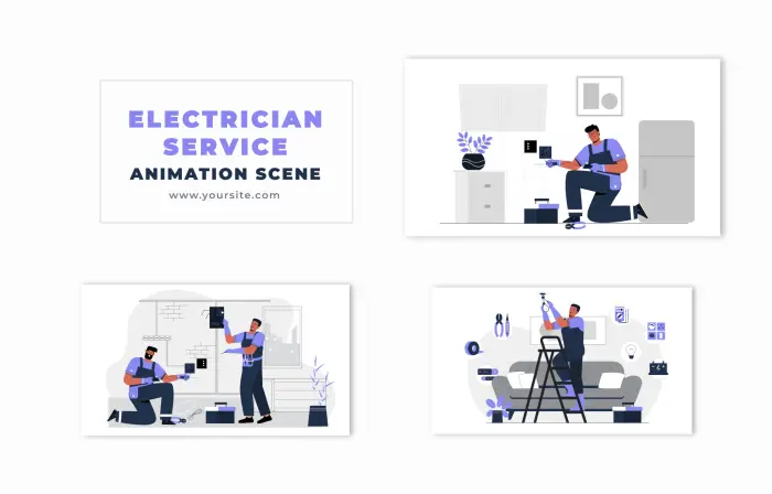 Indoor Electrical Services Flat Design Animation Scene
